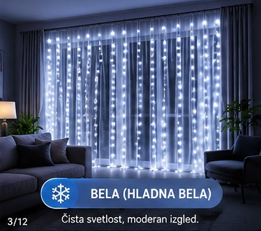 LED svetlosna zavesa 3 × 3 m – 300 LED sa daljinskim upravljačem