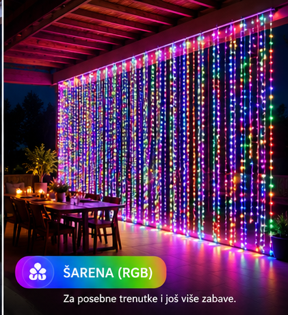 LED svetlosna zavesa 6 × 3 m – 600 LED