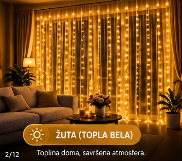 LED svetlosna zavesa 3 × 3 m – 300 LED sa daljinskim upravljačem