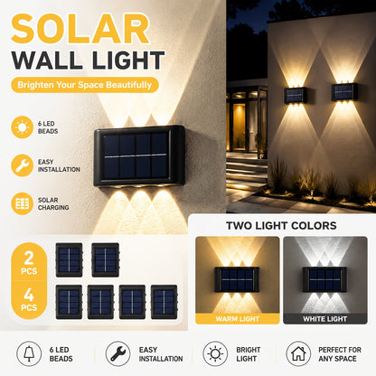 Solarne LED zidne lampe sa svetlom gore–dole – 4 komada