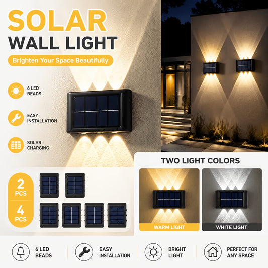 Solarne LED zidne lampe sa svetlom gore–dole – 4 komada