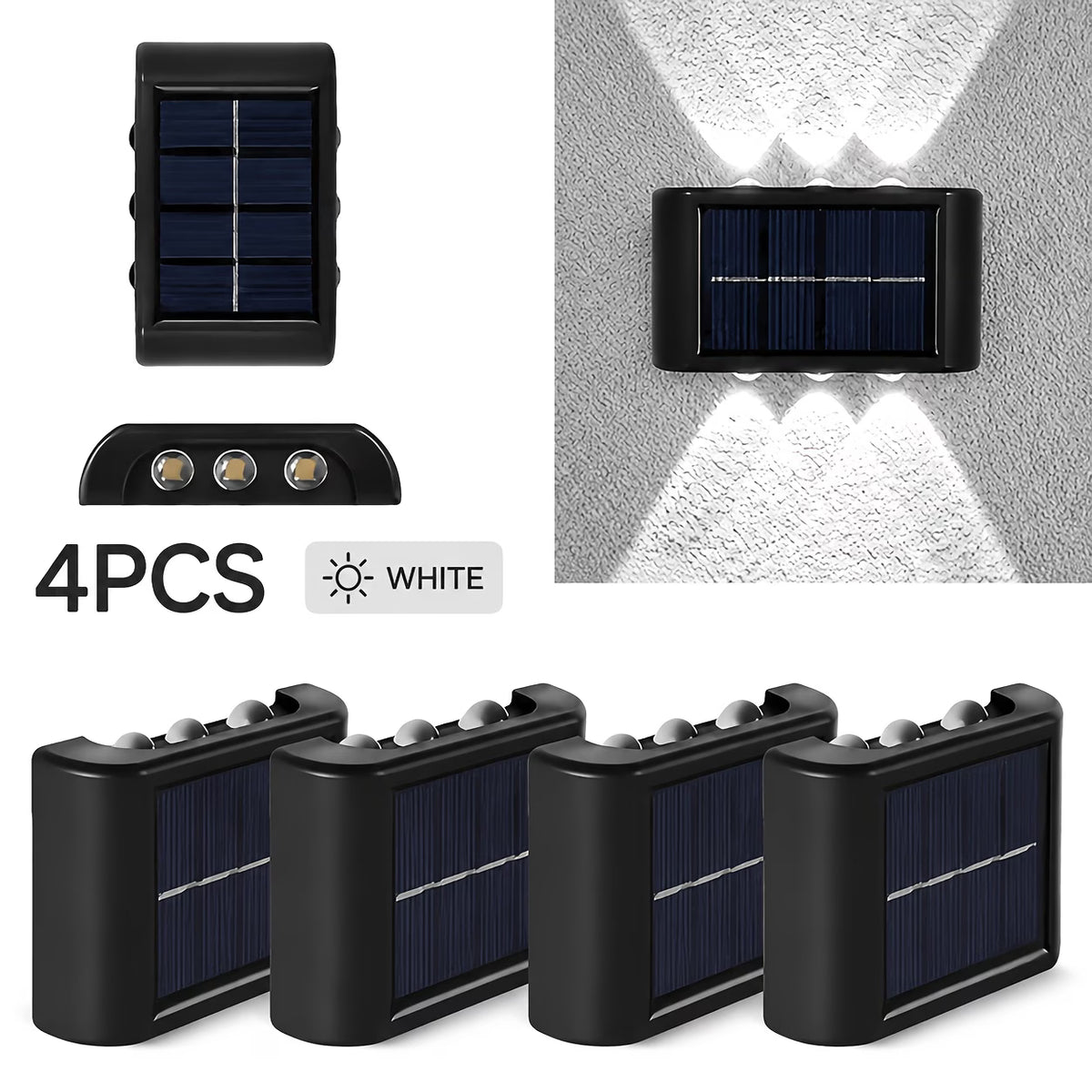 Solarne LED zidne lampe sa svetlom gore–dole – 4 komada