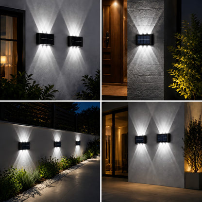 Solarne LED zidne lampe sa svetlom gore–dole – 4 komada