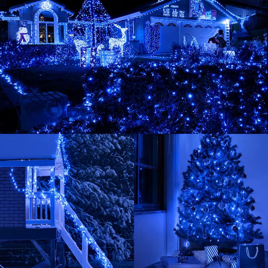Plave LED novogodišnje lampice – 30 metara, 280 LED, USB napajanje